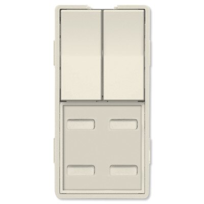 Simply Automated UPB Faceplate, Dual Rocker & 4 Bar Buttons, Light Almond